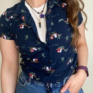 Disney The Rescuers Tie Front Button Up Top